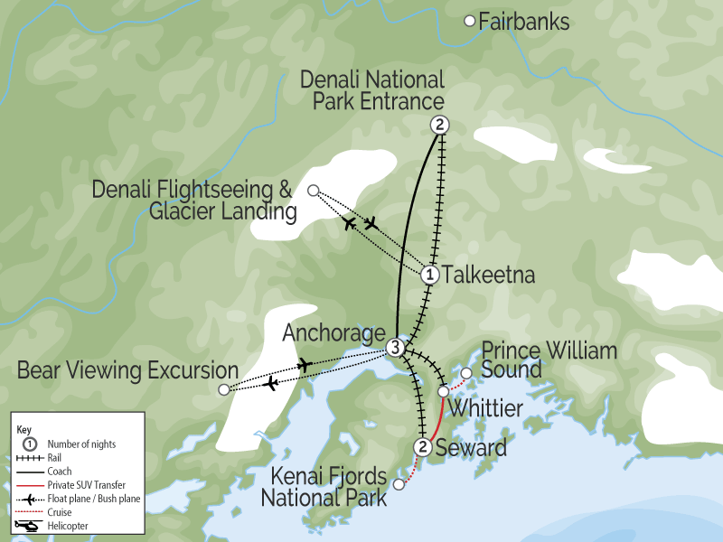 Ultimate Alaska Train Vacation map