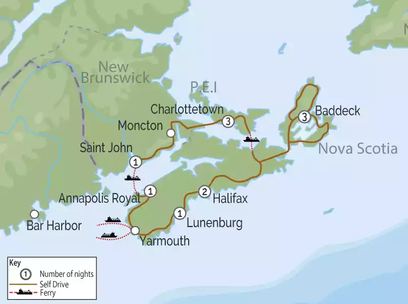 Atlantic Canada Road Trip: Hopewell Rocks, Cabot Trail & Coastal Wonders map