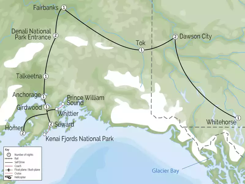 Historic Alaska and Yukon Milepost Road Trip map