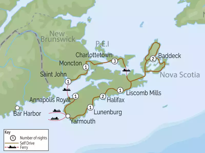 Scenic Maritimes Circle Road Trip map