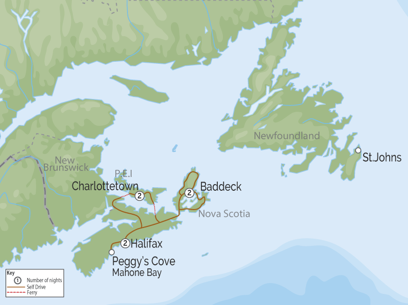 Atlantic Canada Enchanting Islands Road Trip map