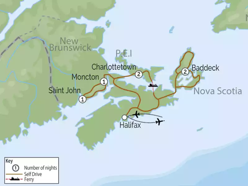 Bay of Fundy, Prince Edward Island & the Cabot Trail Road Trip map
