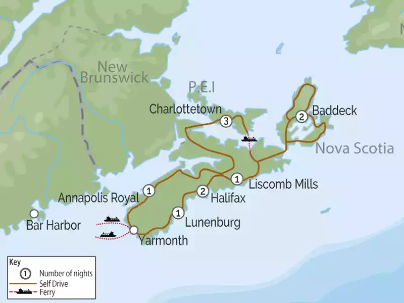 Cabot Trail & Maritimes Discovery Road Trip map