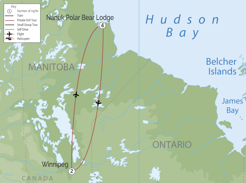 Canada Polar Bear Tour Hudson Bay Odyssey Map