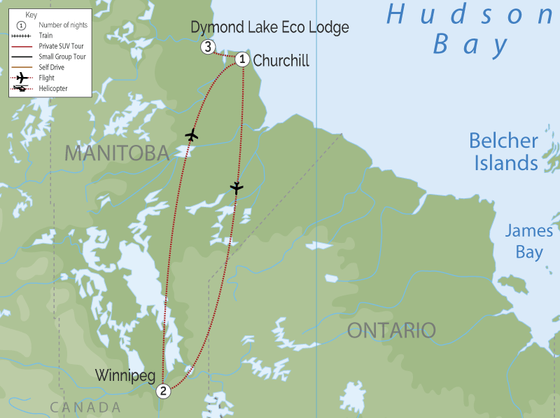 Canada Polar Bear Trip | Great Ice Bear Adventure map