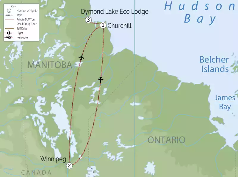 Canada Polar Bear Trip | Great Ice Bear Adventure map