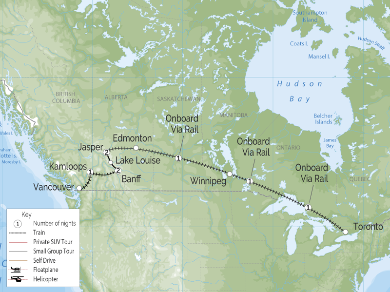 Canadian-Rockies-to-Toronto map