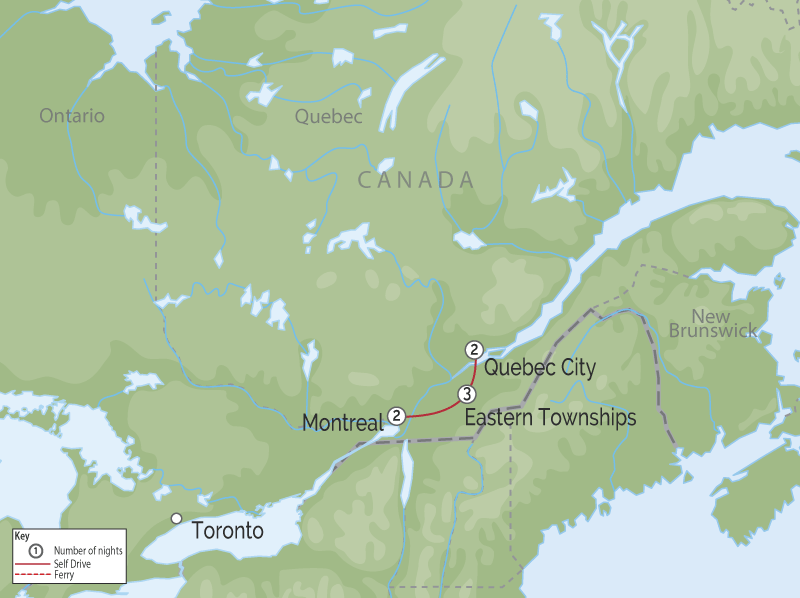 Cities of Quebec and Countryside Private Touring Map