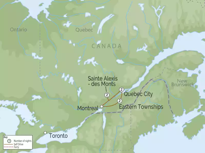 French Canada Quebec Heart Soul Drive Tour Map
