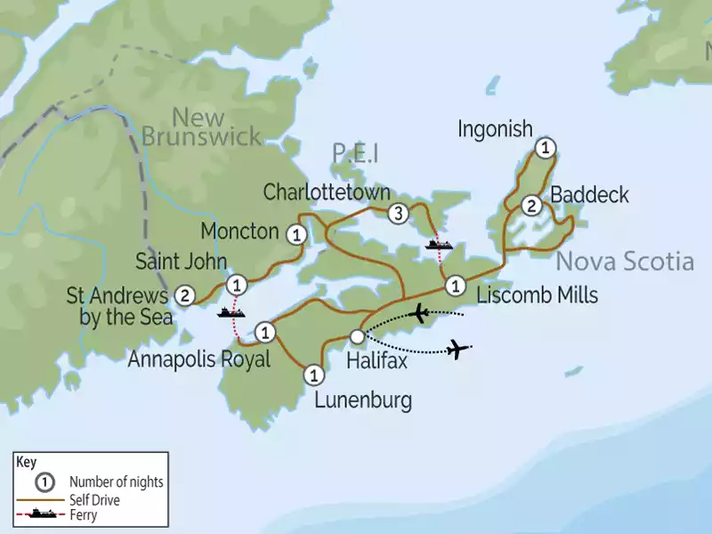 Grand Canadian Maritimes Road Trip map