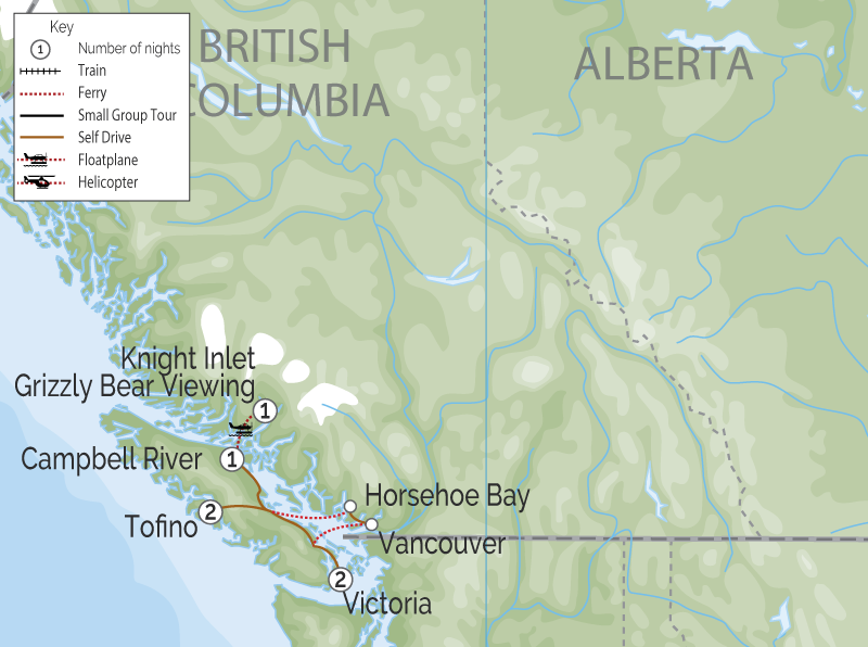 Grizzlies Orcas and Black Bears Driving Tour Map