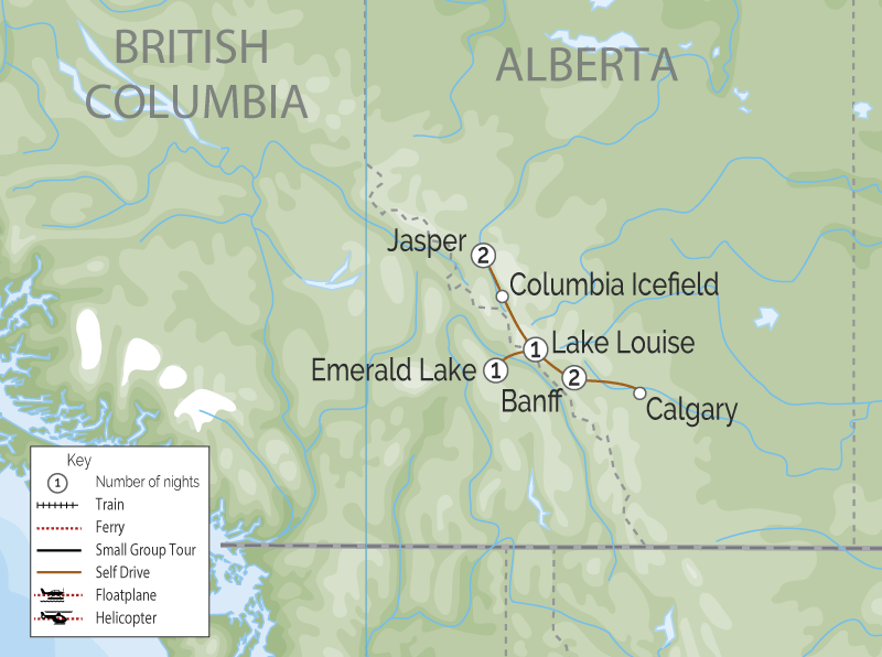 Heart of the Canadian Rockies Road Trip Map