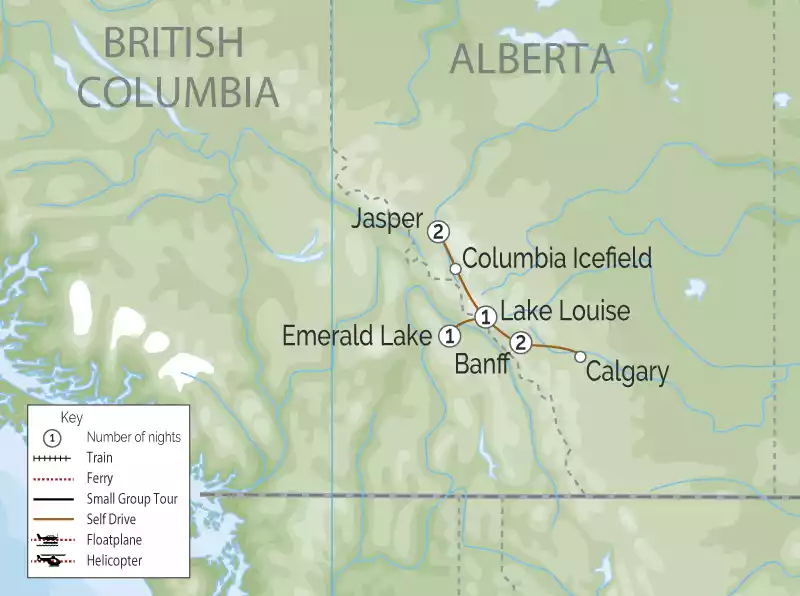 Heart of the Canadian Rockies Road Trip map