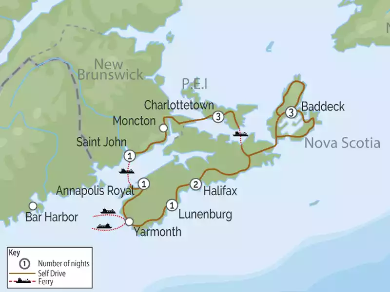 Atlantic Canada Road Trip: Hopewell Rocks, Cabot Trail & Coastal Wonders map