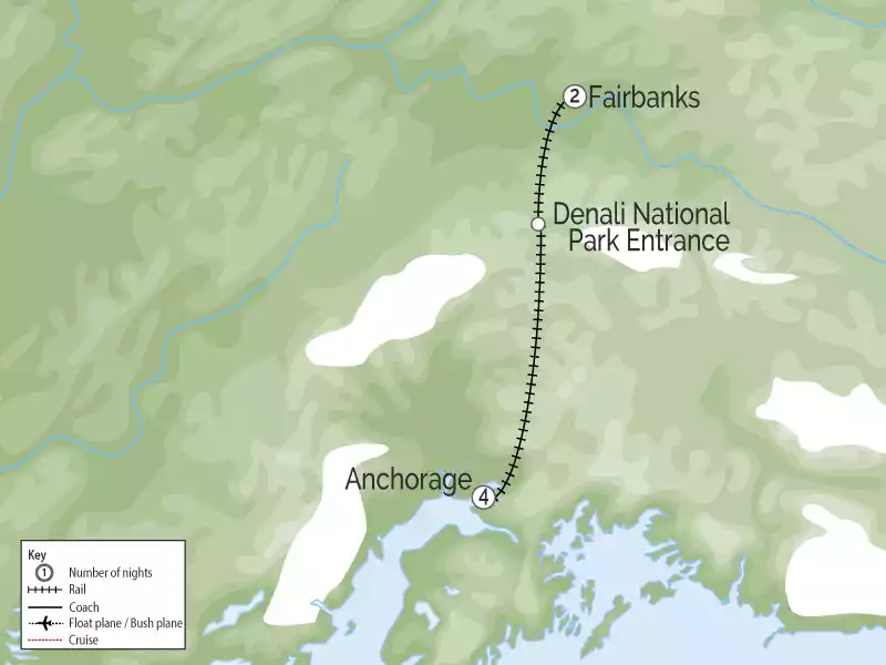 Prince William Sound Cruise & Aurora Rail Adventure map