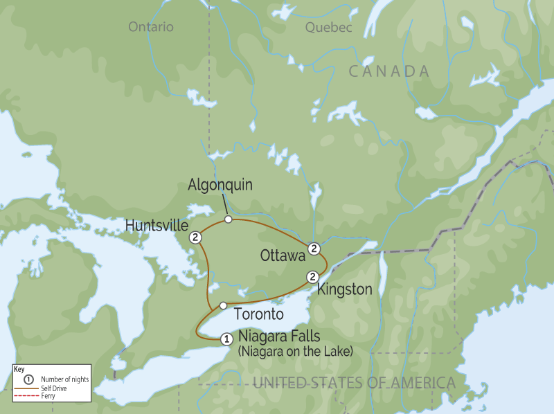 Scenic Ontario Road Trip map