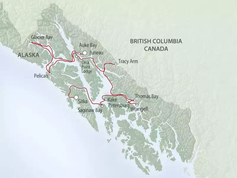 Small Ship Cruises Alaska Alaska Glacier Bay Island Adventure Map