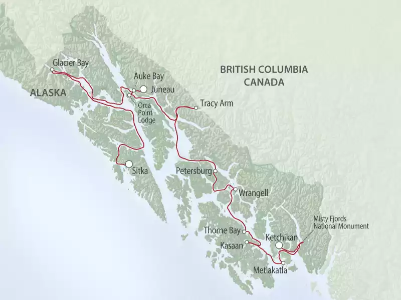 Small Ship Cruises Alaska | Alaska’s Inside Passage Sojourn map