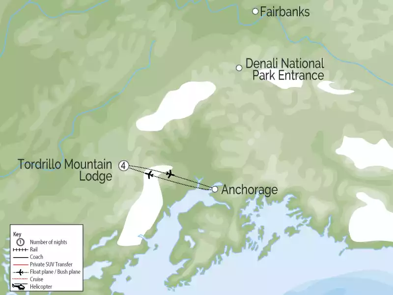 Tordrillo Mountain Lodge Alaska Luxury Wilderness Lodge Map