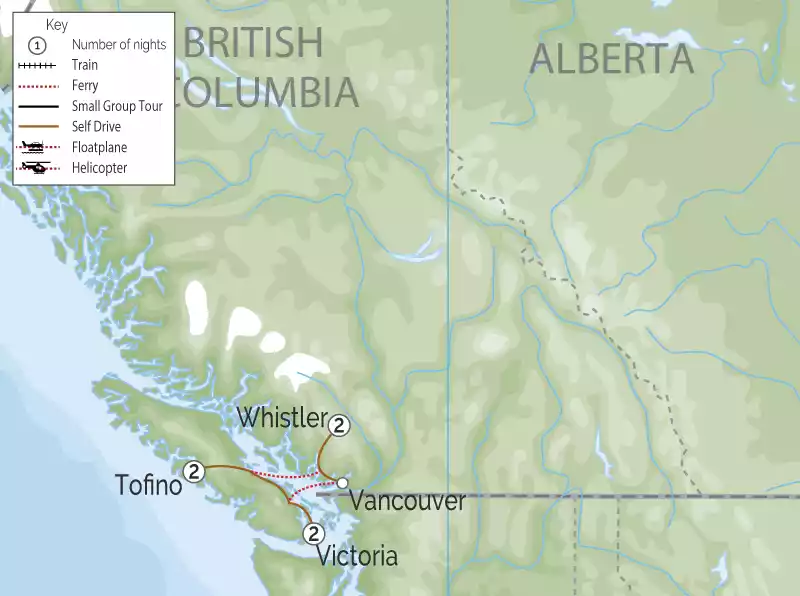 Whistler and Canada's Pacific Coast Road Trip map