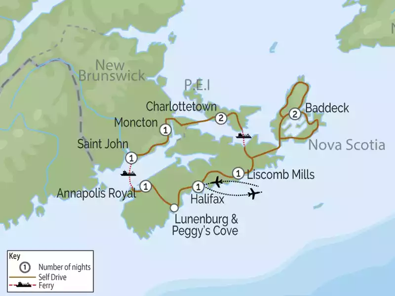 Wonders of the Maritimes Road Trip map