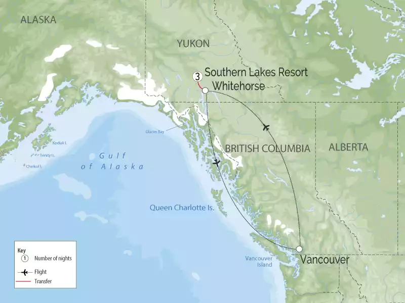 Southern Lakes Resort | Yukon Northern Lights Adventure map